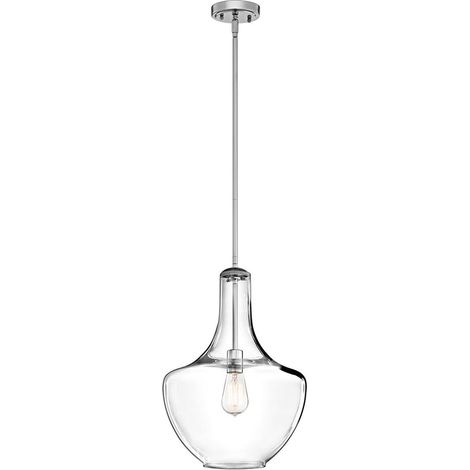 Pendelleuchte Deckenlampe Hängeleuchte Stahl Glas Chrom D 35cm Esszimmerlampe (1/5)