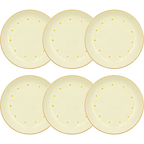 Lot de 6 assiettes creuses 20,5cm en grès, MARGUERITE