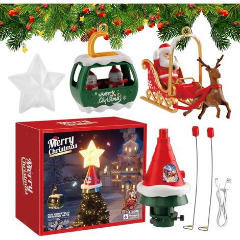 Décorations de Noël - Topper en arbre rotatif avec lumière LED et musique pour les arbres de vacances, ornement festif, éclairage coloré, améliorer l'ambiance de la maison d'hiver pour le salon, la (1/5)