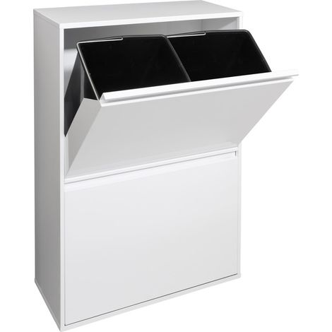 ARREGUI Basic Cubo de basura y reciclaje de acero de 4 cubos, mueble de reciclaje, 4 x 17 L (68 L) Blanco CR601-B