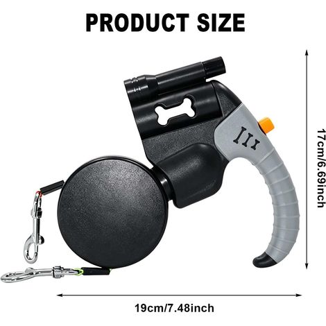 Laisse à Enrouleur pour 2 Chien, 3 Mètres Laisse Rétractable à Cordon pour Chiens Jusqu'à 15Kg, Laisse Chien Enrouleur Nylon avec Lumière pour Promenade, 360 ° sans Enchevêtrement (1/5)