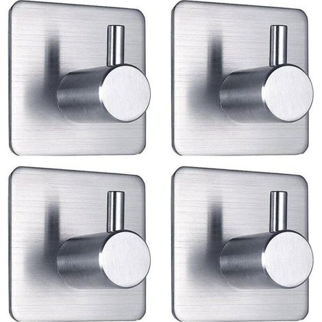 Crochets adhésifs pour serviettes, lot de 4, en acier inoxydable étanche, installation sans clous (1/4)