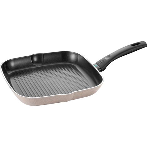 BALLARINI Ledro - Poêle à griller de aluminium pour induction (28 cm, revêtement antiadhésif de céramique, Thermopoint), couleur beige (1/2)