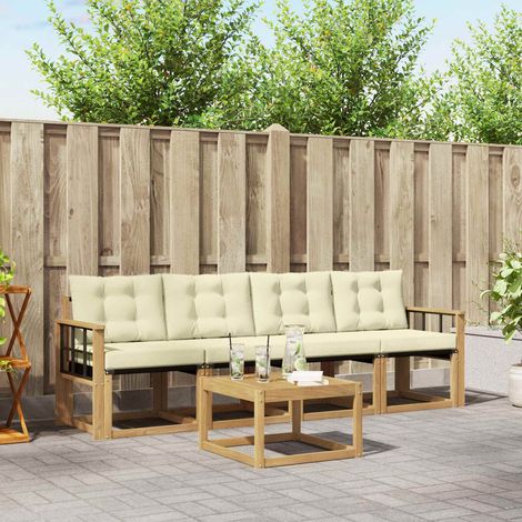 vidaXL Outdoor-Sofagarnitur mit Kissen 5 pcs Weiß und Creme (1/5)