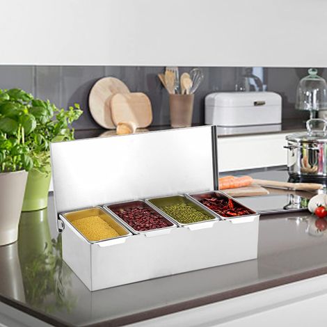 4 Edelstahl Obstbox 4 Stück, Multifunktionsbehälter mit Deckel, 30  14  8cm