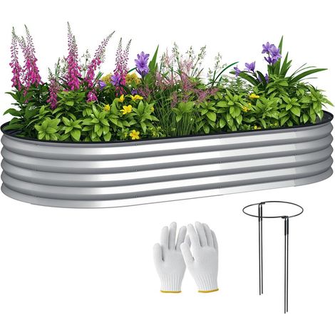 Jardinage optimisé jardinière surélevée en acier galvanisé, fond ouvert, bordure caoutchouc 181 x 93 x 30 cm (1/5)
