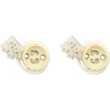 2 Pezzi Portalampade GU10 in Ceramica, Portalampada Con Connettori Inclusi
