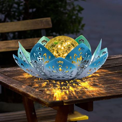 Lampe Solaire Extérieure Lotus en Verre Fissuré