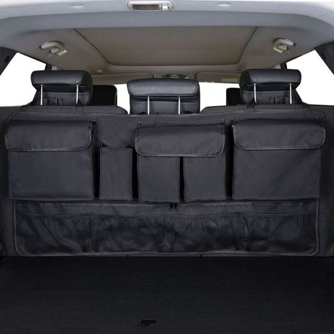 Organisateur Voiture 9 Poches avec 3 Sangles de Réglage Fixes Rangement Coffre de Voiture Multipurpose Pliables Sac de Rangement Voiture pour SUV et de Nombreux Véhicules (1/4)