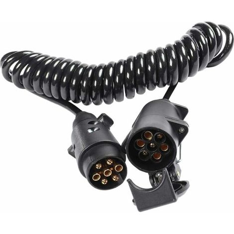 Prise et Fiche de Remorque 7 Broches avec Cable de Rallonge 2m Connecteur pour Remorquage Attelage Caravan Vehicle Accessoires de Camion 7 Voies Type N (1/5)