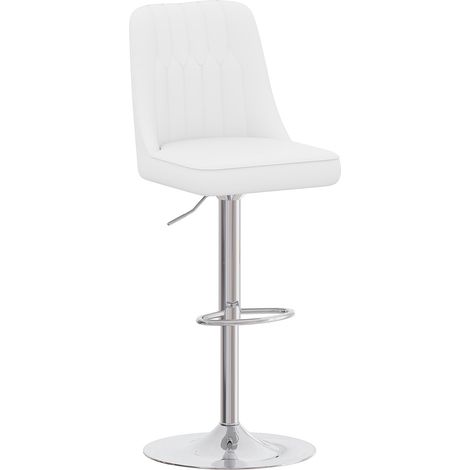 Set de 2 taburetes de bar regulables y giratorios 360°, respaldo de PU blanco, metal MODENUIT (1/5)