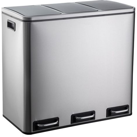 [GEBRAUCHT] B-Ware hjh OFFICE Abfallsammler Mülleimer Mülltrennsystem Metallbehälter silber 54 l (1/2)