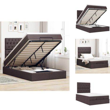 Cadre de lit ottoman avec matelas marron foncé 120x190 cm tissu - Cadre De Lit Ottoman - Cadres De Lit Ottomans - Cadre De Lit - Cadre De Lit Avec Rangement (1/5)