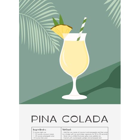 Tableau sur toile Pina Colada 30x45 cm - Impression sur Toile Murale Décorative - Image imprimée en HD sur Toile - Toile sur Châssis en Bois FSC - Fabriqué en France (1/5)