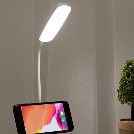 Lampe de bureau LED blanche, lampe de table tactile à intensité variable, 3 couleurs, idéale pour la chambre d'étudiant ou de chevet. (1/5)