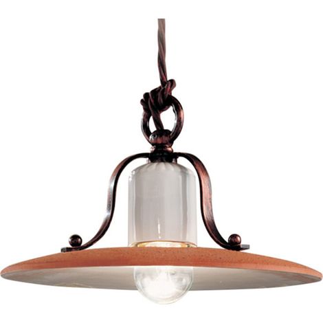 Lampadario Classico Bologna Metallo E Ceramica Nero Sfumato Rame 24Cm 1 Luce E27 (1/5)