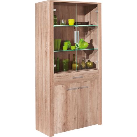 Vaisselier 4 portes 1 tiroir bois chêne clair Babou (1/3)