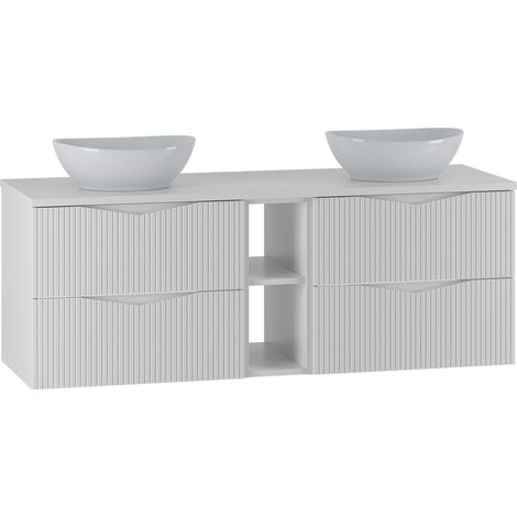Mueble doble lavabo 140cm 2 compartimientos Tao Blanco (1/4)