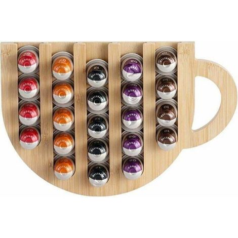 Porte Capsules,Rangement de Capsules Autocollant, Distributeur 36x Capsule Café, Rangement Dosette Café, Support Mural pe (1/4)