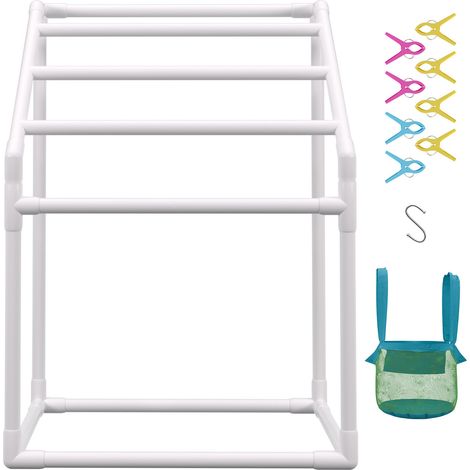 Mophorn Toallero Independiente de 5 Barras Toallero de Baño Blanco Toallero de PVC Carga de 25 kg Organizador de Servilletas Fácil de Montar Colgador de Toallas para Piscina Baño Spa Exterior Interior (1/5)