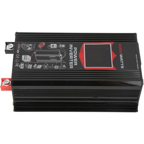 Onduleur solaire pour véhicule à onde sinusoïdale modifiée avec écran LCD et port USB 12 V vers 220 V, noir (1/5)
