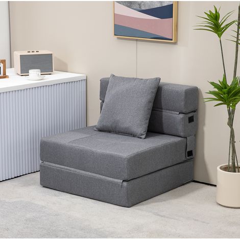 2-in-1 Klappbarer Schlafsessel, Bettfunktion, 70 x 70 x 61 cm, Dunkelgrau HAVRYA (1/5)