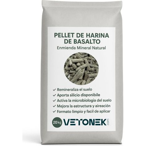 Pellet de Harina de Basalto – Enmienda Mineral Natural - Saco 20 kg. - 3-8 mm.