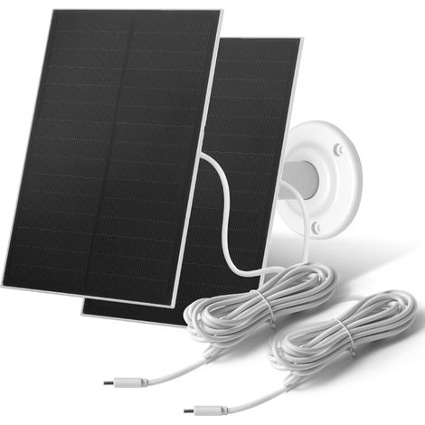 Panneau Solaire USB 8W pour Caméras de Sécurité, Panneau Solaire Étanche IP65 pour Extérieur avec Support Réglable, Compatible avec Caméras à Batterie Rechargeable (8W - Lot de 2) (1/5)