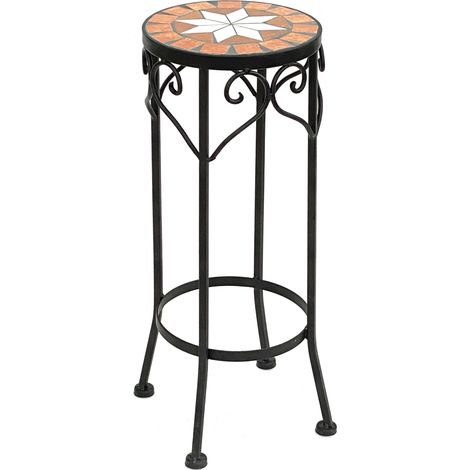 DanDiBo Blumenhocker Mosaik Rund 46 cm Blumenständer 12011 Beistelltisch Pflanzenständer Mosaiktisch