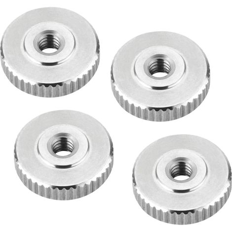 SOTECH Rändelmutter Edelstahl V2A (SS304) metrische Griffmutter mit gerändelten Seitenflächen - 4er Set M4 flache Form DIN 467