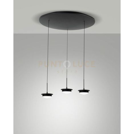 3805-47-101 MONTATURA NERA COMPLETA TONDA A LED CCT 2700K - 3000K - 4000K- 42W - 4530 lm 3 LUCI DIMMERABILE