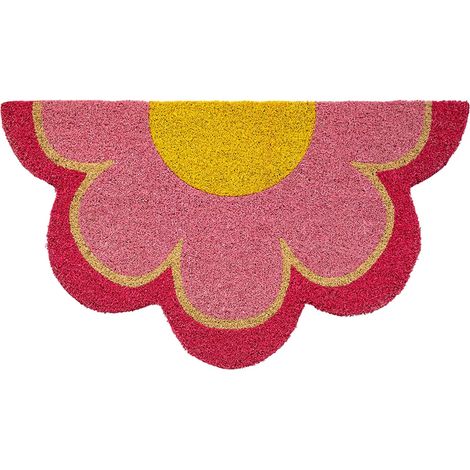 Paillasson Fleur en Fibre de Coco avec Base antidérapante en PVC. Paillasson de Forme e. Paillasson Rose. Peint à la Main. Dimensions: 70 cm x 40 cm (1/5)