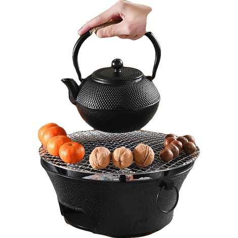 Parrilla de carbón, material de hierro, dimensiones 23 cm x 11,5 cm, peso 2,9 kg, apta para 2-3 personas, incluye rejilla y parrilla. (1/5)