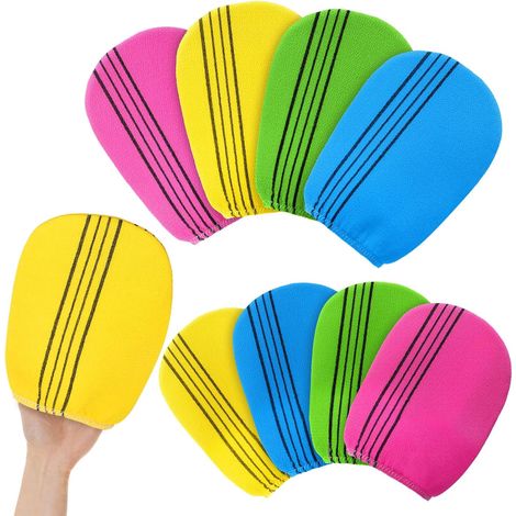 8-teiliges Set Peelinghandschuhe im asiatischen Stil – Bunte Körperpeeling-Handtücher – 14,9 x 16,9 cm (1/5)