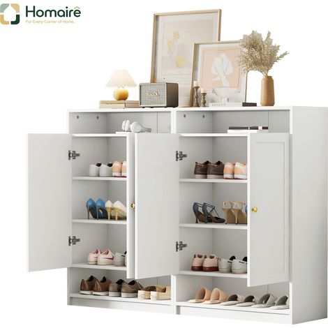 Flur- Garderobenschrank weiß aus Polyester 146 x 34 x 109 cm HOMAIRE (1/5)