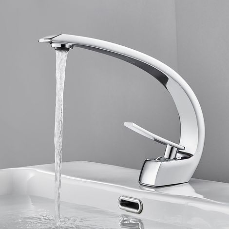 Auralum Waschtischarmatur in Chrom, Bad Armatur Einhebelmischer Mischbatterie Waschbeckenarmatur für Badezimmer (1/5)
