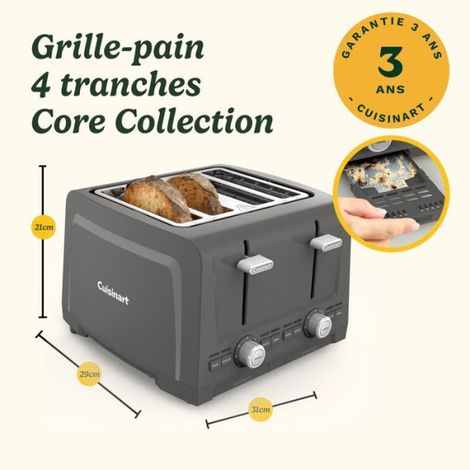 Grille-pain - CUISINART - Core Collection - 4 tranches - Fentes extra larges - Stone Grey (1/5)