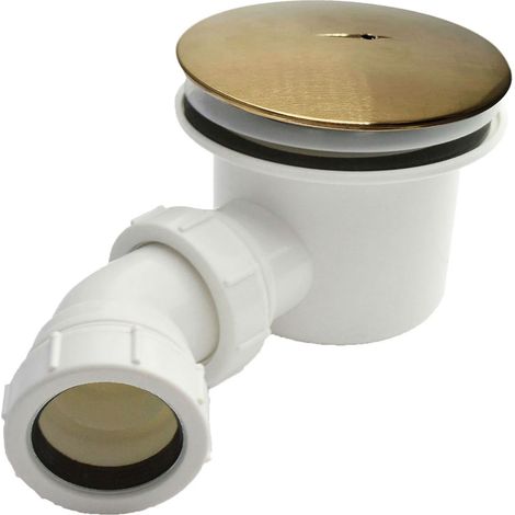 Brushed Brass 90mm Shower Waste Rapid Fast Flow Domed Top Finish Trap Tray