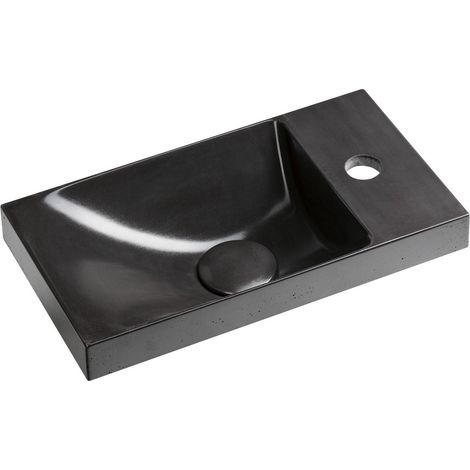 Vasque en béton AGOS 40x22cm, gauche/droite, anthracite semi-brillant (1/4)