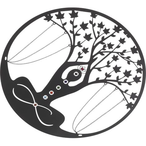 Décoration Murale en Fer Forgé 34 Cm Noire, Ornement Suspendu pour Salle de Yoga, Sculpture Murale Femme Yoga Artistique, Décoration Intérieure Zen pour Maison et Salon (1/5)