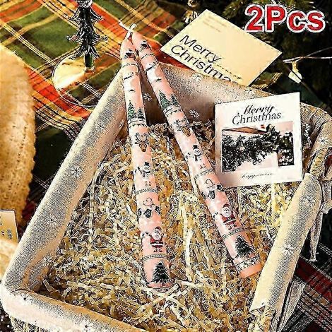 Lot de 2 bougies de Noël pour décorations de fête de Noël