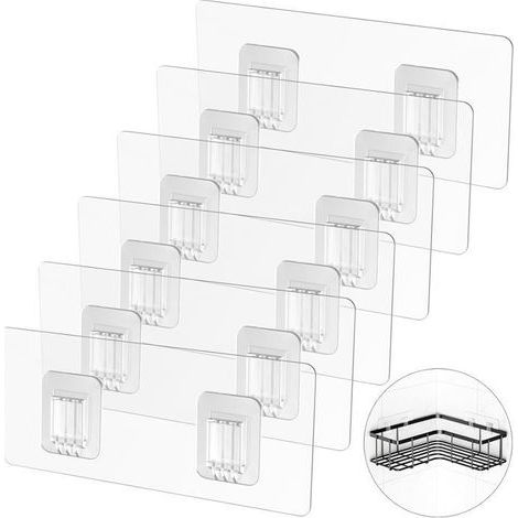6 spare adhesive pads for corner shower hooks - strong adhesive supports for bathroom shelf or panel.