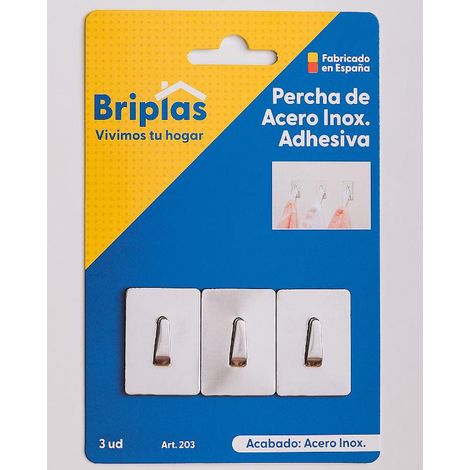 briplas colgador cocina inox adhesivo 3 u ganchos en uña  203 (1/2)