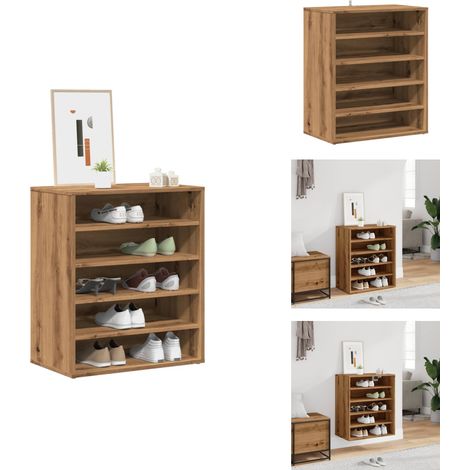 The Living Store Schuhregal Artisan-Eiche 60x35x70 cm Holzwerkstoff - Holzschuhregal (1/5)