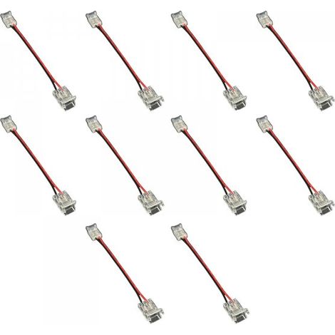 10 Pezzi Connettore Trasparente Invisibile 8mm 2 PIN per Collegare 2 Strisce LED COB