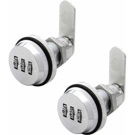 Lot de 2 PCS 3 Code à Chiffres Combinaison Serrure à Came Serrure Armoire 1930mm Serrure à Code pour Casier Garde-robe Classement de porte Cabinet Boites Aux Lettres Tiroir Placard(Argent), Ensoleillé