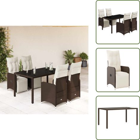 5-tlg. Garten-Bistro-Set mit Kissen Braun Poly Rattan - Bistro Set - Bistro Sets - Bistroset - Garten Bistro Set (1/5)