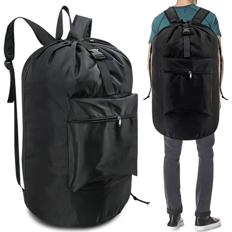 Lntyq Sac à linge de grande capacité de 90 l : sac à linge sale  avec 2 bretelles rembourrées sac à linge imperméable pliable sacs à linge anti-poussière pour linge sale sac de marin sac à dos