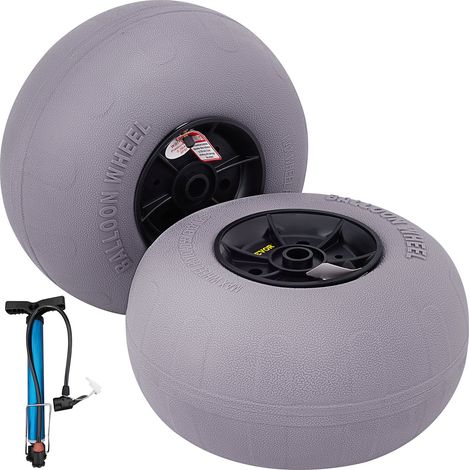 Roues de Plage 2 x 33 cm Pneus Ballon Roues de Plage Capacité 55 kg Roue de Ballon Plage Basse Pression Traverser Plage Transporter sur Tous les Terrains Sablonneux Camping Pêche & Jardinage (1/5)