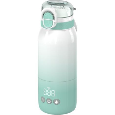 Chauffe Biberon Portable sans Fil, Chauffage Rapide et Longue Durée de la Batterie, 2 Modes pour Lait Maternel et Eau, Température Réglable, Grande Capacité de 340 ml pour Voyage vert